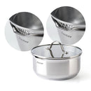 Set De 3 Casseroles En Inox Avec Poignée Amovible + 3 Couvercles Passoires Avec Manche En Inox - Argenté
