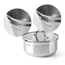 Set De 3 Casseroles En Inox Avec Poignée Amovible + 3 Couvercles Passoires Avec Manche En Inox - Argenté