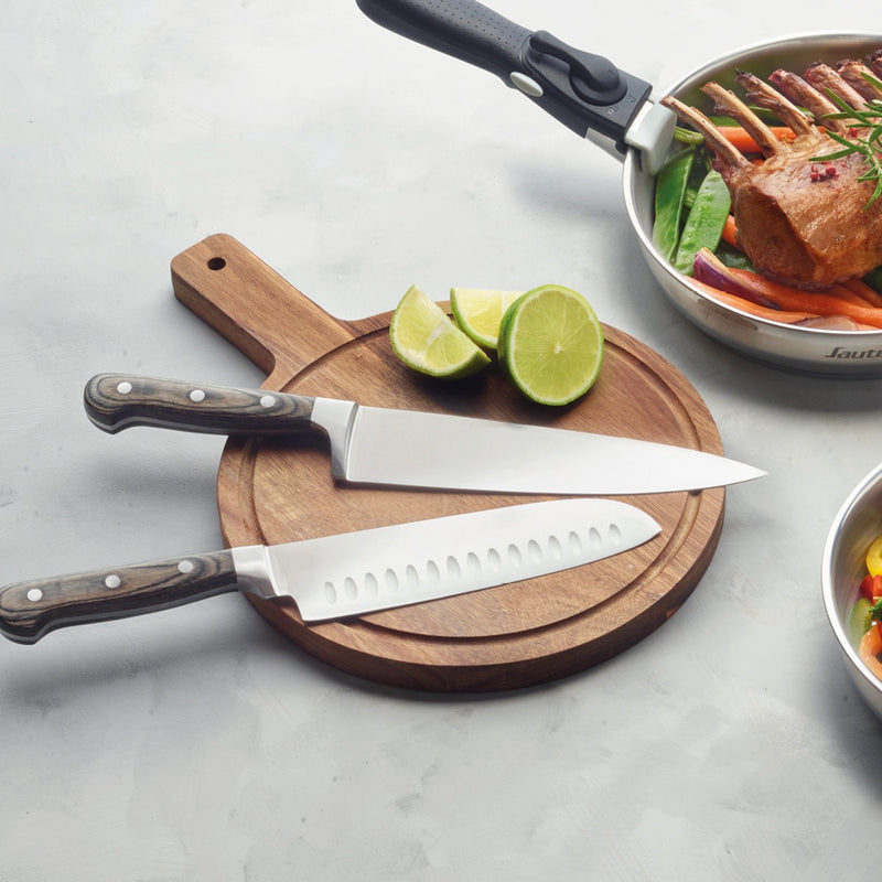 Set De 7 Couteaux Avec Manche En Bois - Gris Foncé