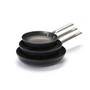 Set De 3 Poêle En Fonte Structure Nid D'Abeille Avec Poignée En Inox - Noir