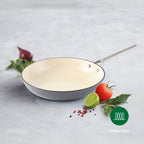 Set De 3 Sartenes De Hierro Fundido Esmaltado Con Mango De Inox - Gris Oscuro/Crema + Set De 3 Separadores De Sartén - Oscuro/Crema + Negro
