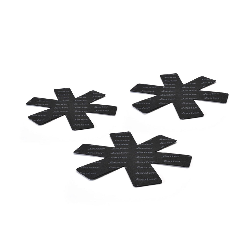 Set De 3 Sartenes De Hierro Fundido Esmaltado Con Mango De Inox - Gris Oscuro/Crema + Set De 3 Separadores De Sartén - Oscuro/Crema + Negro