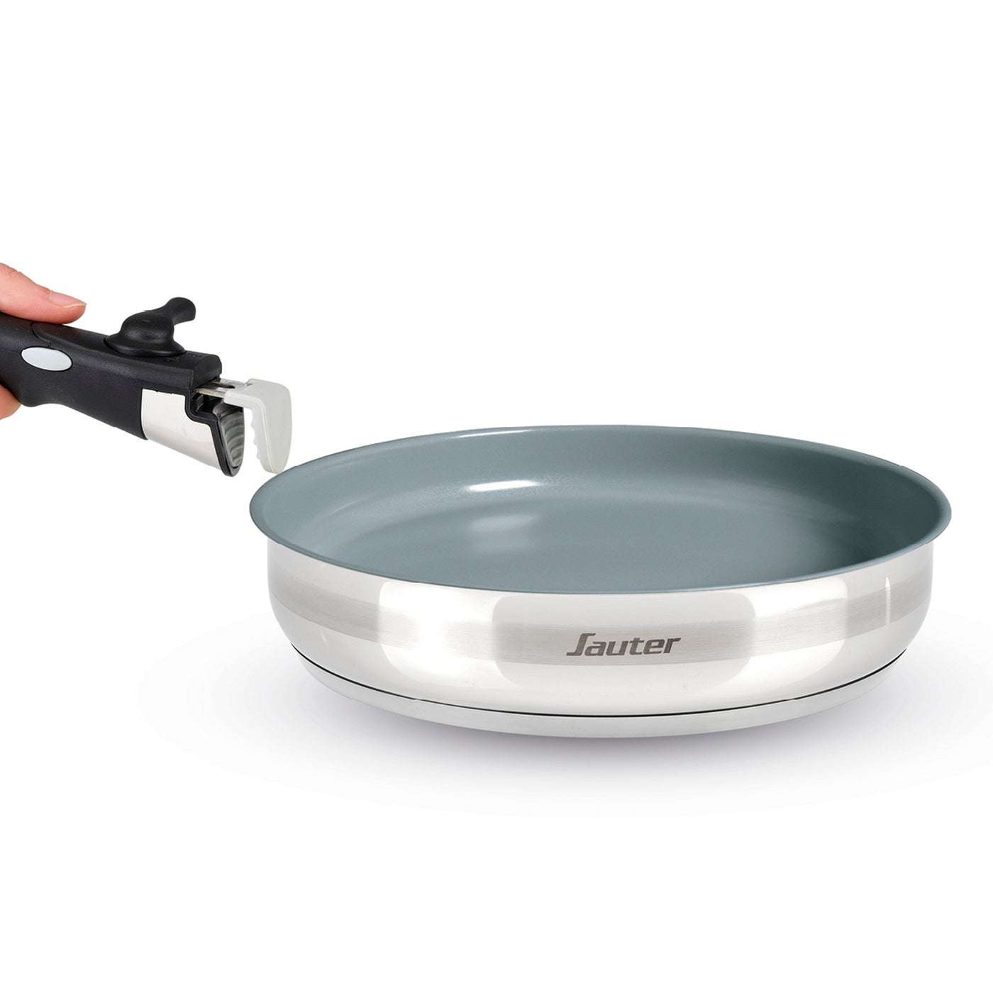 Non-Stick Stackable Battery with Removable Handle 10 Pieces - Silver