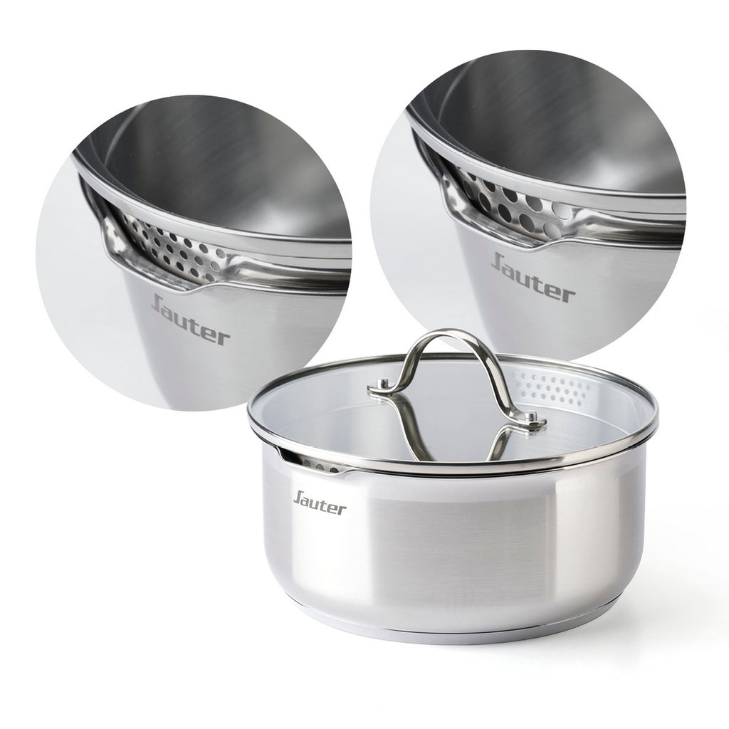 Non-Stick Stackable Battery with Removable Handle 10 Pieces - Silver