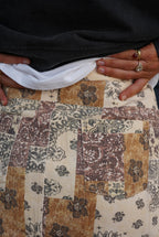 Albane Skirt Patchwork Floral Beige/Bordeaux