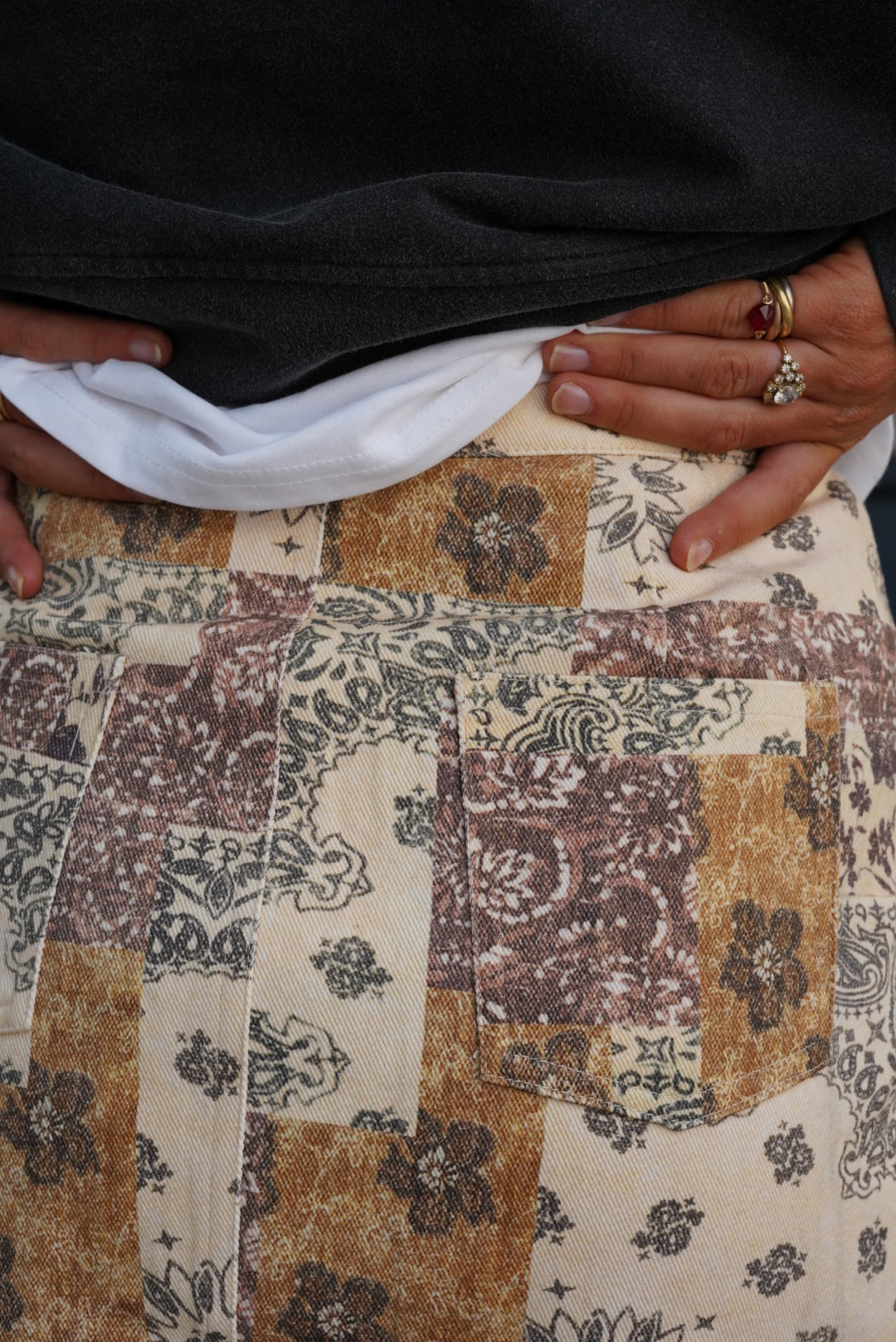 Albane Skirt Patchwork Floral Beige/Bordeaux