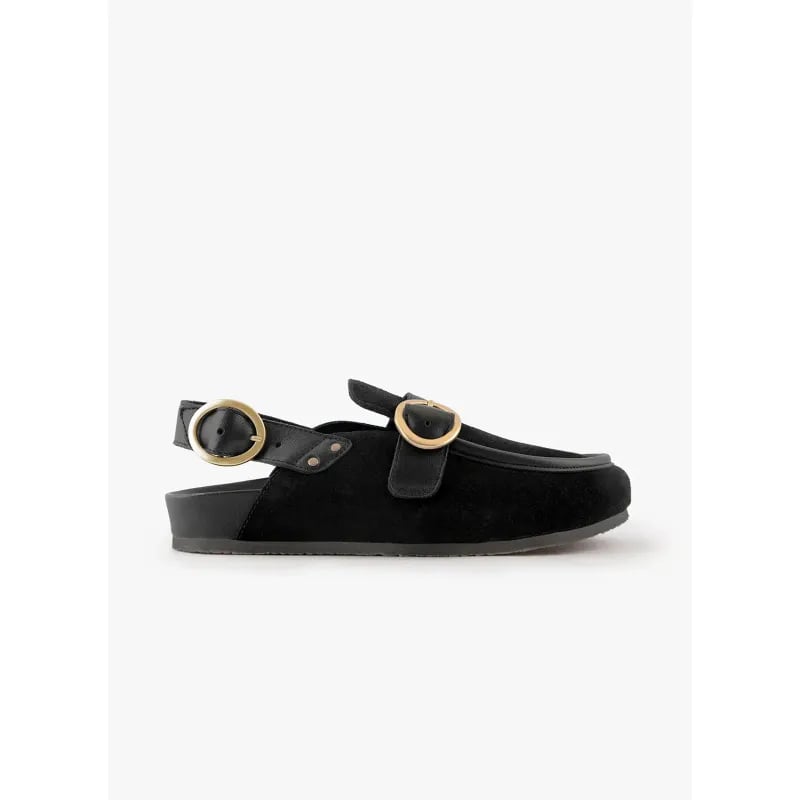 Mules Coline - Piel Velour - Negro