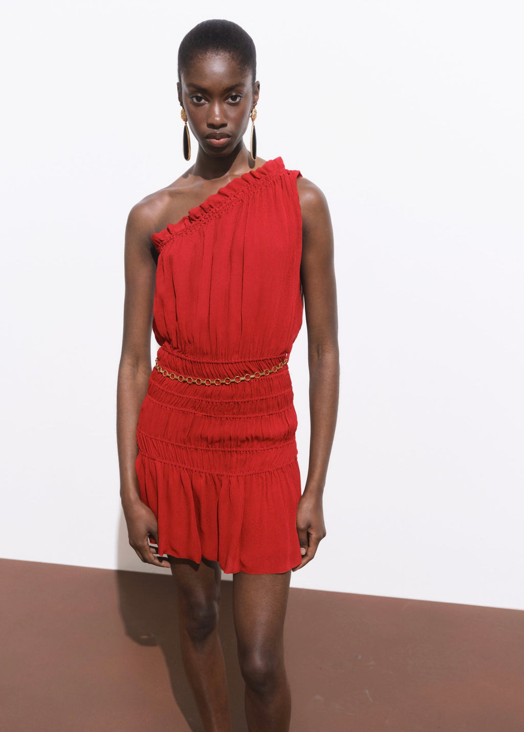 Robe Asymétrique Froncée Ceinture