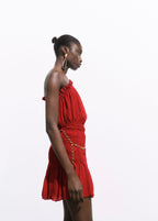 Robe Asymétrique Froncée Ceinture