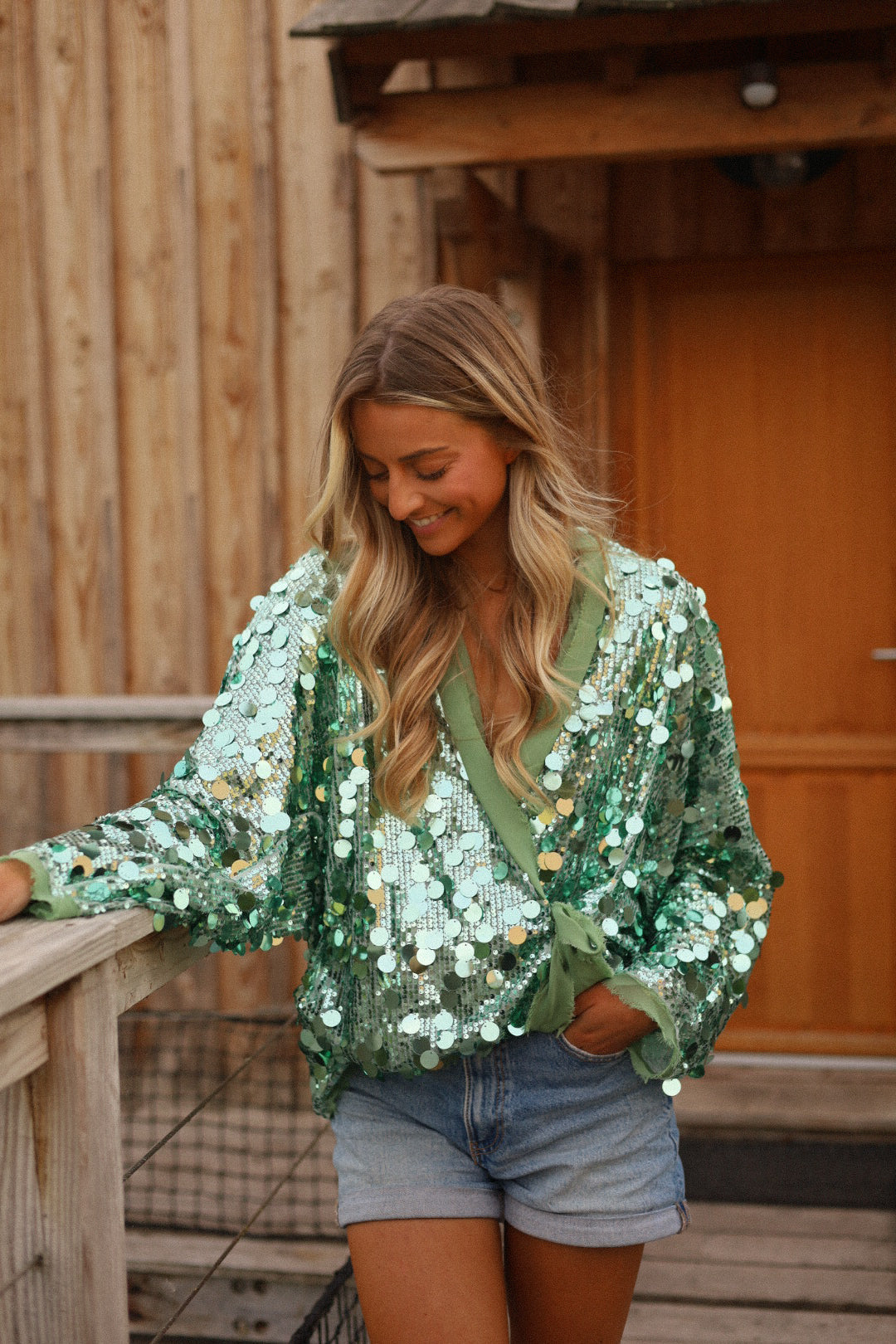 Gilet Sequins Lalie - Vert