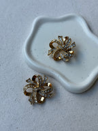 Boucles D’Oreilles Kenneth Jay Lane Vintage - Noeuds Pavés Dorés