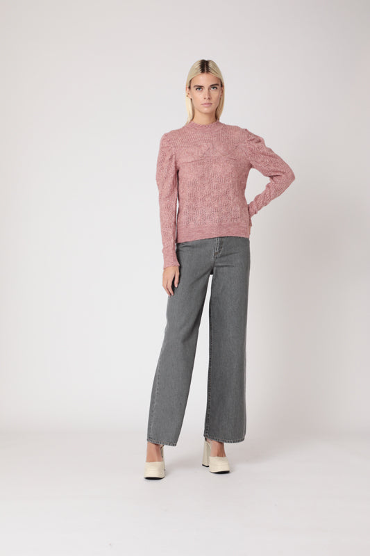 Round Neck Sweater - Old Pink