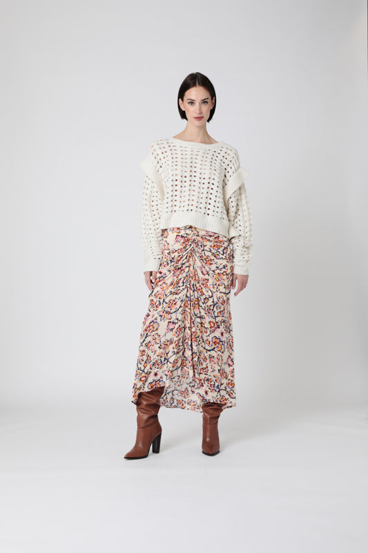 Berenice - Jersey Cuello Redondo Punto Fantasía - Off White