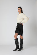 Pull Col Rond Avec Tresses - Noir