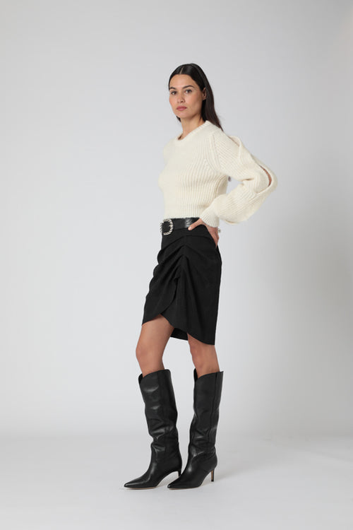 Round Neck Sweater With Braids - Black