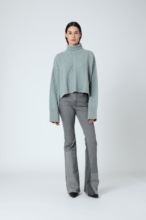 Pull Col Roule - Celadon