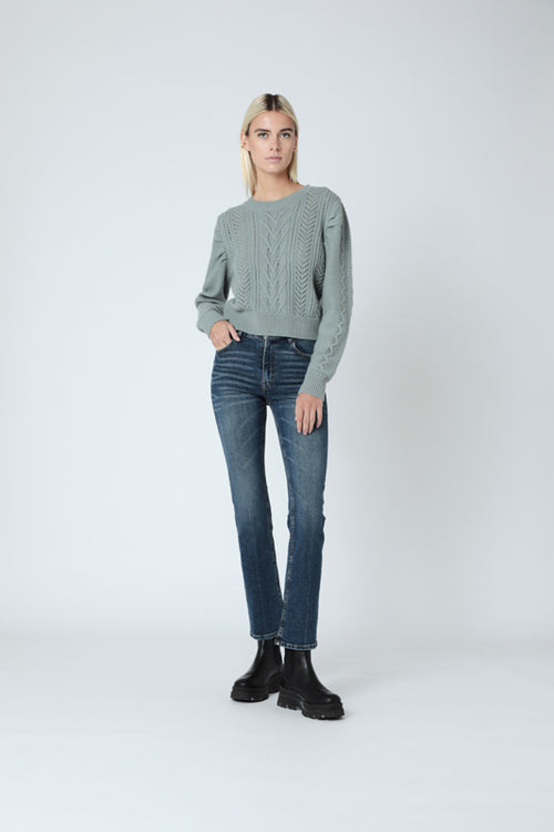 Pull Col V Bouffantes - Celadon
