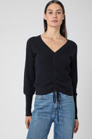 Pull Col V Bouffantes - Navy