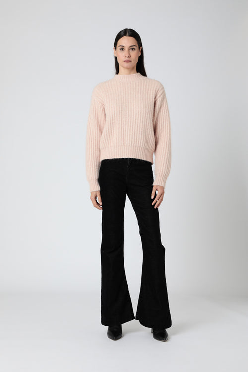 Pull Col Rond Ailes Crochet Dos - Blush