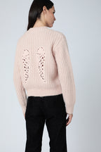 Pull Col Rond Ailes Crochet Dos - Blush