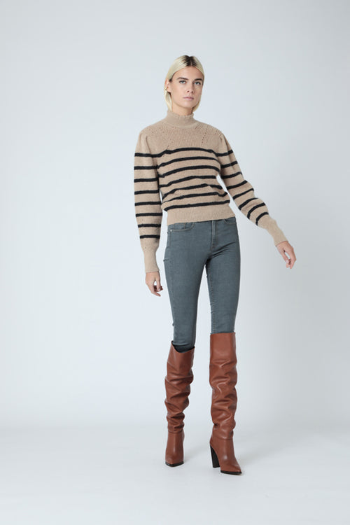 Pull Raye Col Montant - Beige/Heather Antra