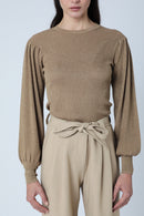 Pull Col Rond Manches Bouffantes - Honey