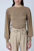 Berenice - Jersey Cuello Redondo Mangas Abullonadas - Honey