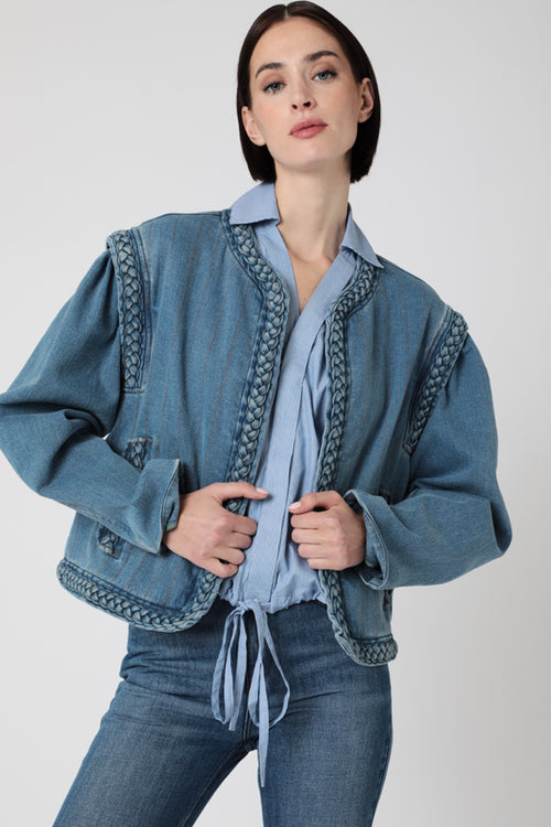Blouson Denim Clair Surpique - Denim Light Bleu