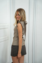 Top a quadri Zola - Taupe