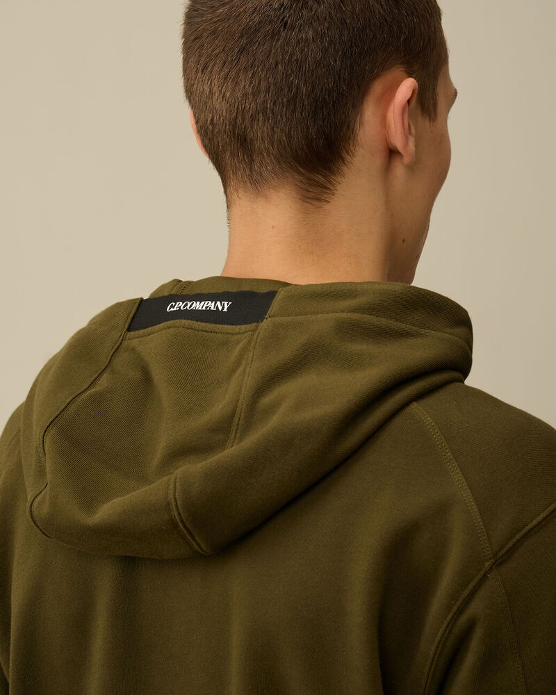 Sweat à Capuche Diagonal Fleece Lens – C.P. Company – Vert Lierre