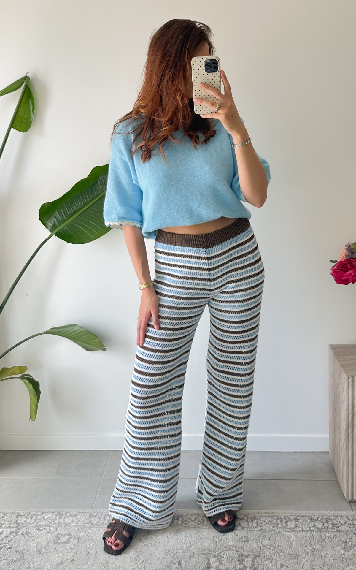 Pantalón Crochet Sirmione - Azul y Crudo