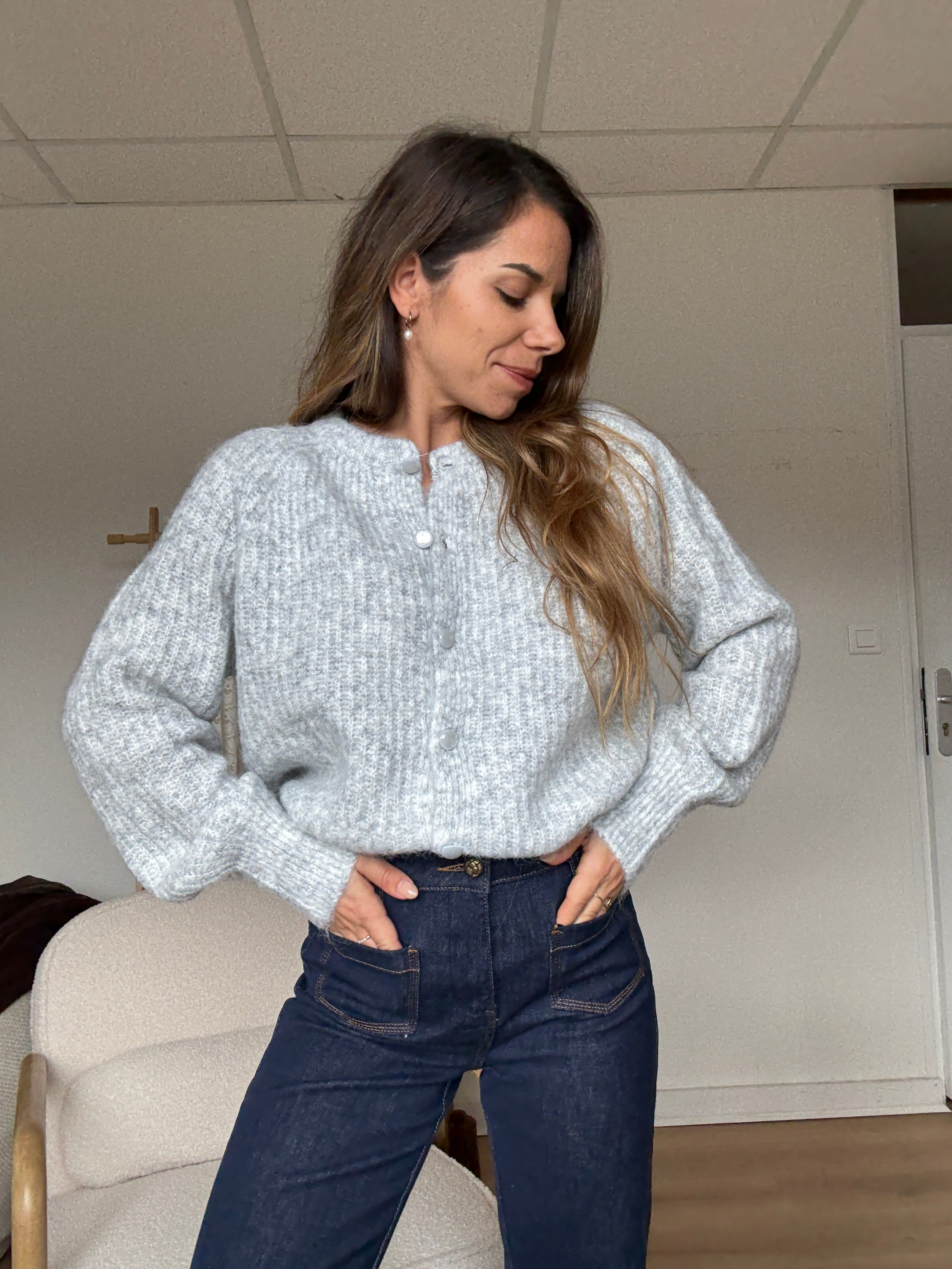 Cardigan Irène Gris Clair