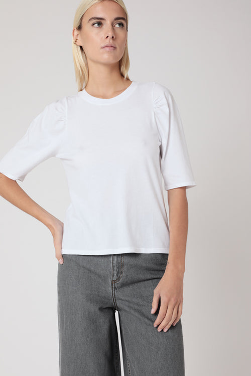 Tee Shirt Col Rond Bouffantes - White