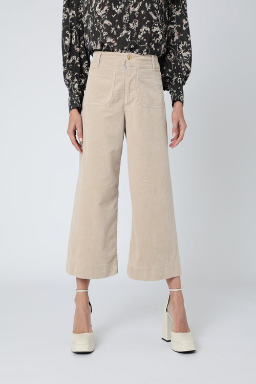 Pantalon Droit Poches Plaquees - Beige