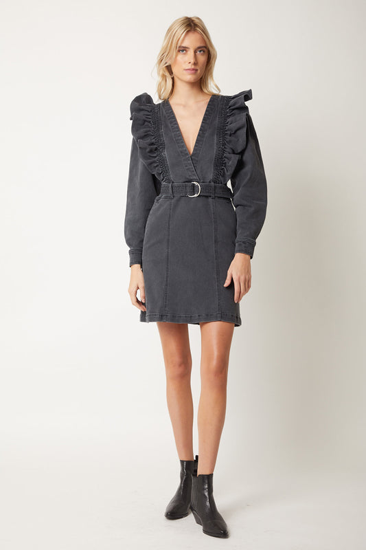 Berenice - Vestido Denim con Volante - Antracita