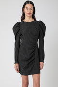 Berenice - Vestido Manga Larga Fruncido - Chevron Noir