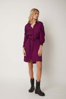 Robe Courte Chemise Froncee - Dark Purple