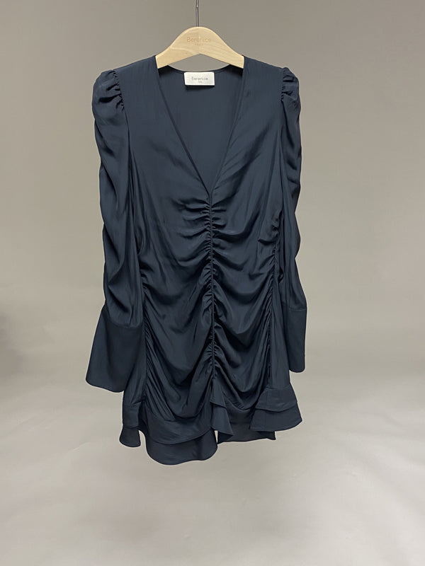 Robe Courte Froncee Devant - Noir