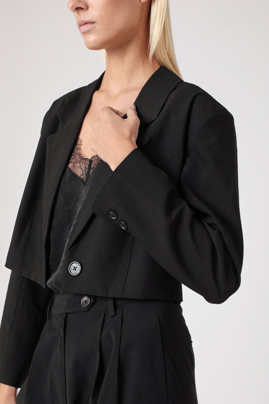 Berenice - Chaqueta Corta Hombros Anchos - Negro