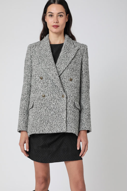 Veste Tailleur A Double Bouton - Gris Chine