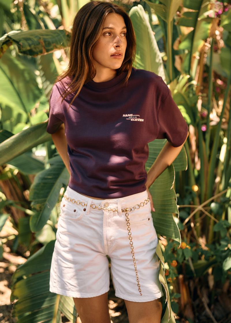 T-Shirt Washed Waves Of Life - Purple