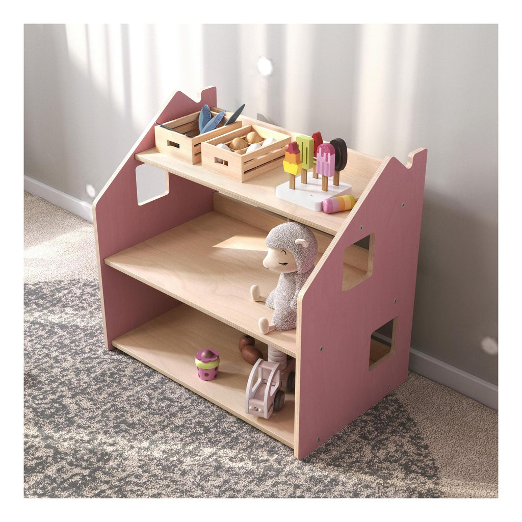 Étagère À Jouets – Bleu Clair & Rose