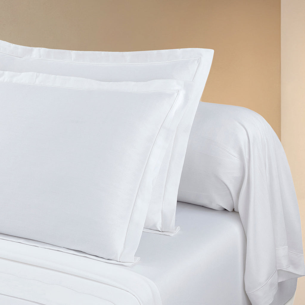 Funda De Almohada Cilíndrica Satén De Algodón - Liso 1 Baratta Blanco 01