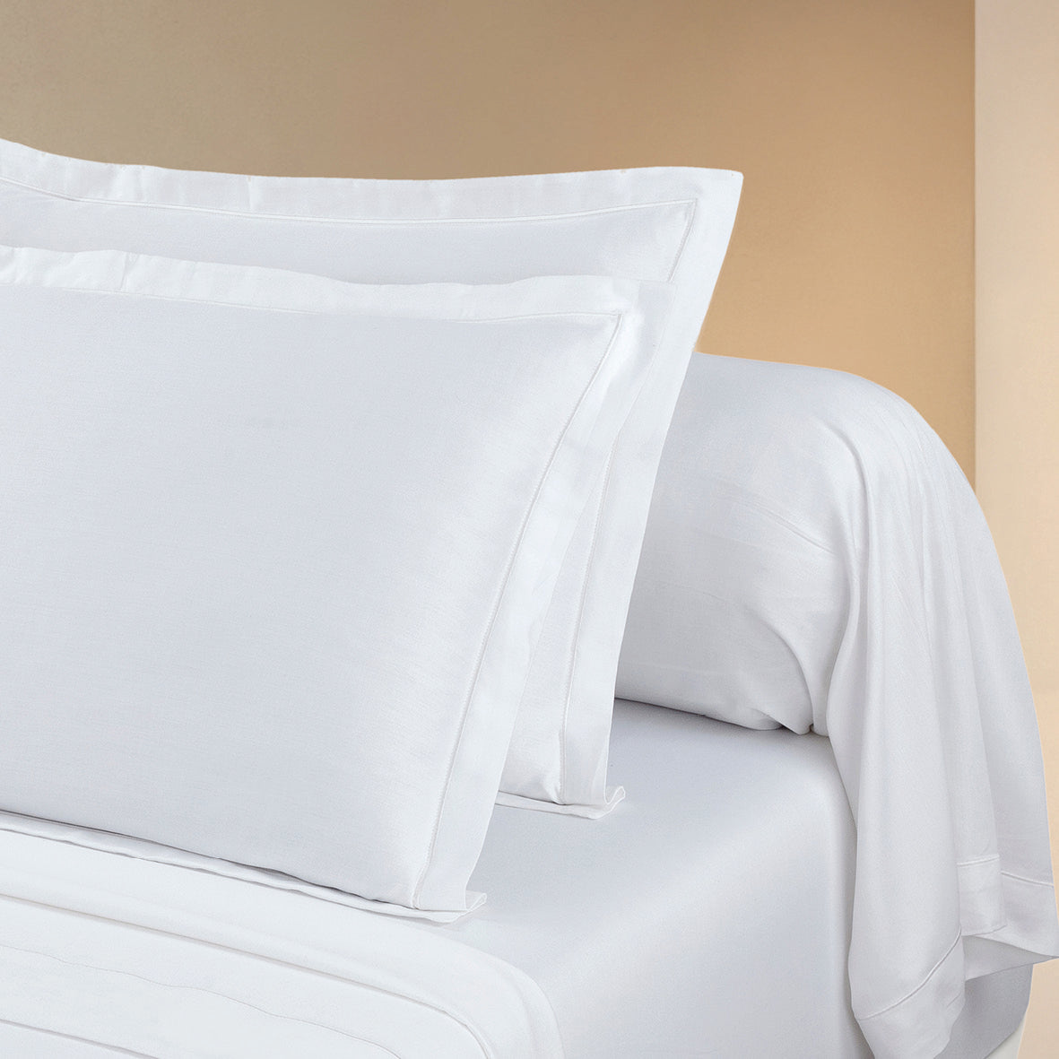 Funda De Almohada Cilíndrica Satén De Algodón - Liso 1 Baratta Blanco 01