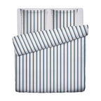 Housse De Couette + Taie D'Oreiller Satin De Coton - Sira Blanc / Bleu
