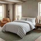 Housse De Couette + Taie D'Oreiller Satin De Coton - Sira Blanc / Bleu