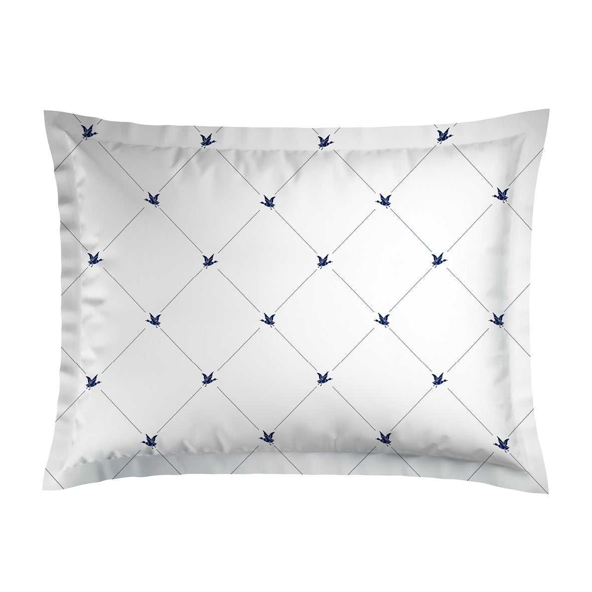 Cotton Sateen Pillowcase - Ligne Atlantique White / Blue