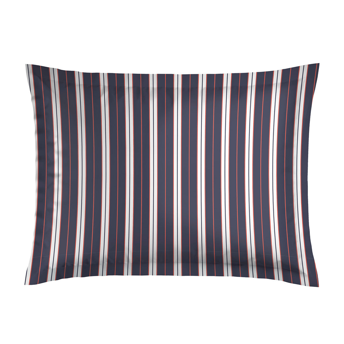 Cotton Sateen Pillowcase - Ligne Atlantique White / Blue