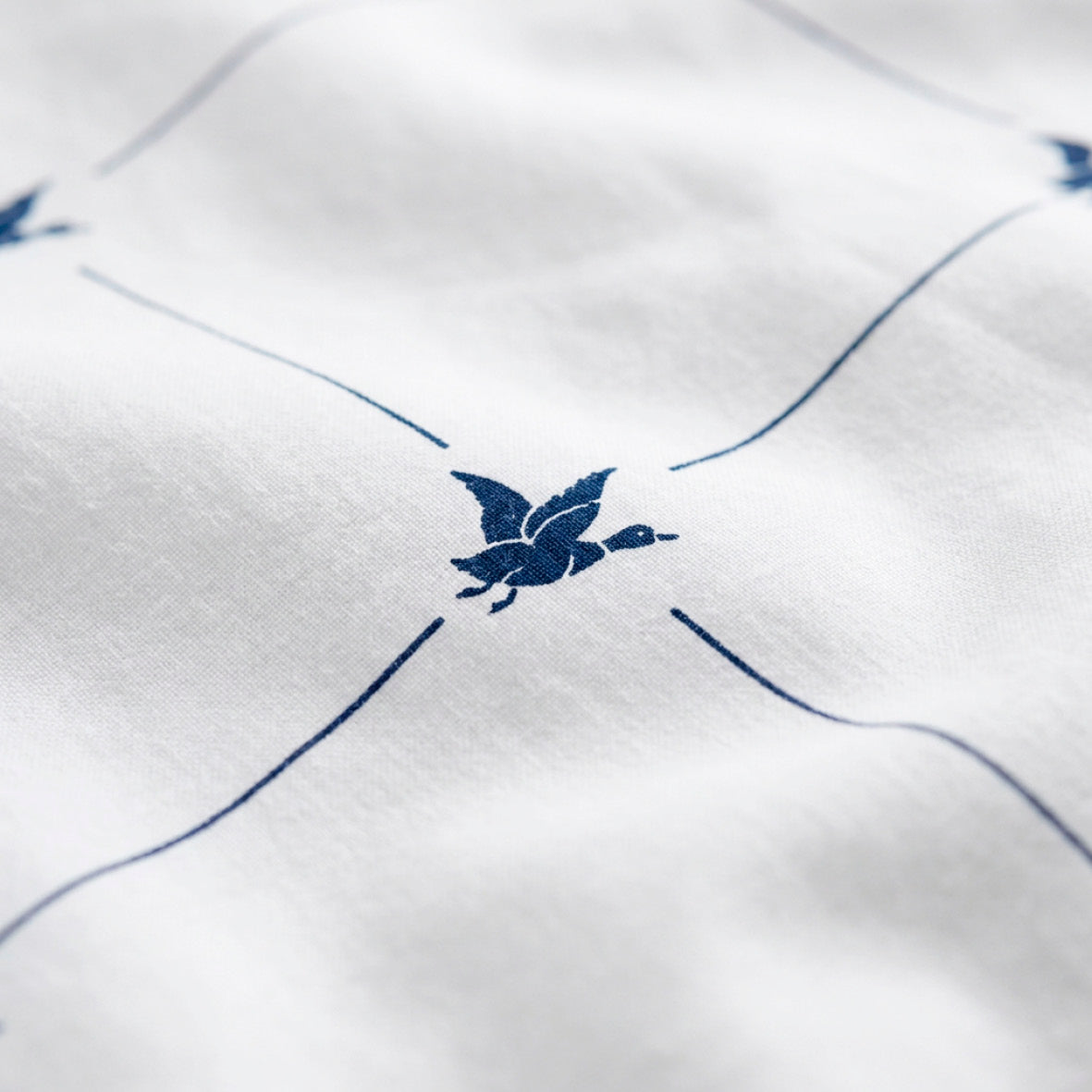 Lenzuolo Cordonetto In Raso Di Cotone - Ligne Atlantique Blu / Bianco