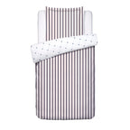Cotton Satin Duvet Cover + Pillowcase - Ligne Atlantique White / Blue